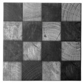 Rustieke zwart-wit hout vierkante mozaïek kunst tegeltje (Voorkant)