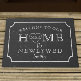 Rustieke zwart-wit krijtbord Deurmat