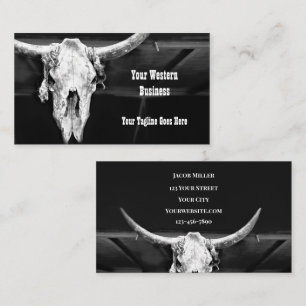 Rustieke zwart-wit land Western Bull Skull Visitekaartje