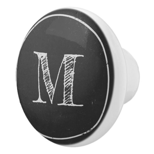 Rustieke zwart-wit Monogrammed Ladeknop Keramische Knop (Rechts)