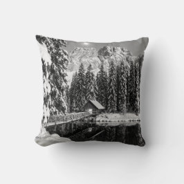 Rustieke zwart-wit Mountain Cabin Photo Decor Kussen