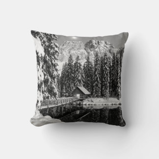 Rustieke zwart-wit Mountain Cabin Photo Decor Kussen