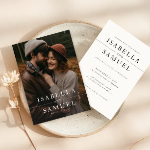 Rustieke zwart-wit overlay foto bruiloft kaart