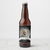 Rustieke zwart-wit pensioen Man Opa Foto Bier Etiket (Voorkant)