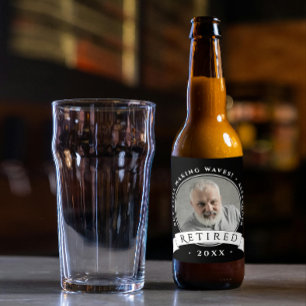Rustieke zwart-wit pensioen Man Opa Foto Bier Etiket