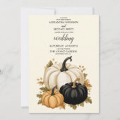 Rustieke zwart-wit pompoen bruiloft kaart (Voorkant)