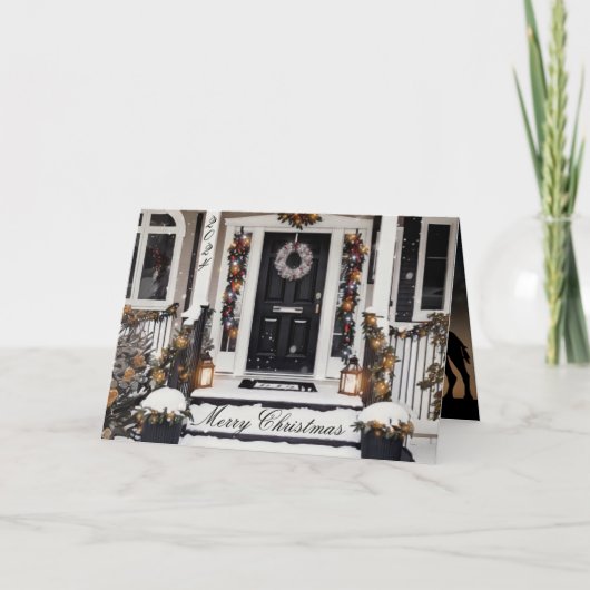 Rustieke zwart-wit Waterverf kerstfoto Kaart (Voorkant)