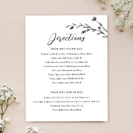 Rustieke zwart & wit Wildflower bruiloft behuizing Kaart