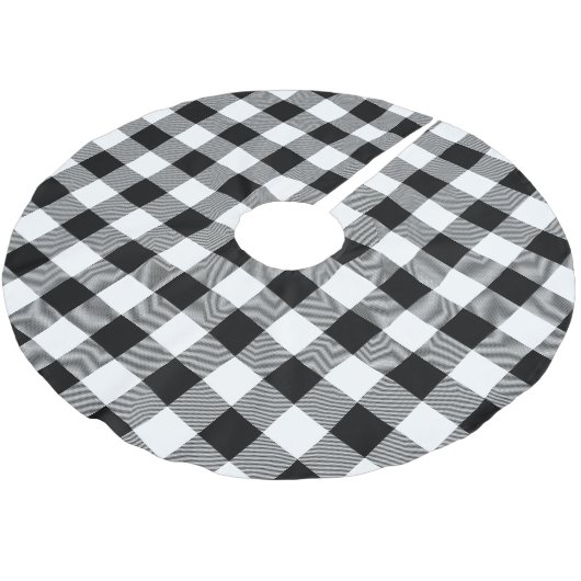 Rustieke zwart-witte Buffalo Check Plaid Kerstboom Rok (Gekanteld)
