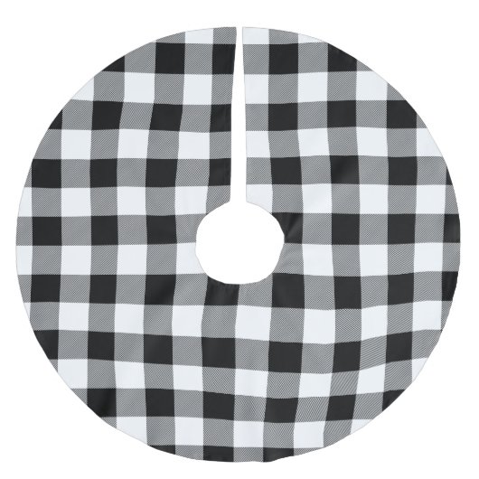 Rustieke zwart-witte Buffalo Check Plaid Kerstboom Rok (Voorkant)