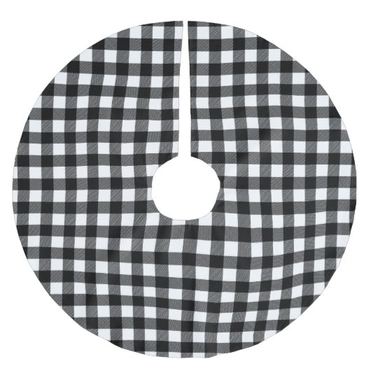 Rustieke zwart-witte Buffalo Plaid Kerstboom Rok (Voorkant)