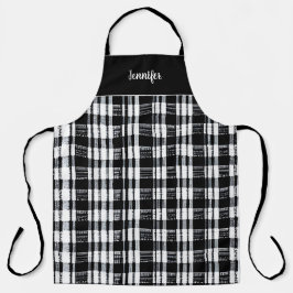 Rustieke zwart-witte buffel geruite persoonlijk schort