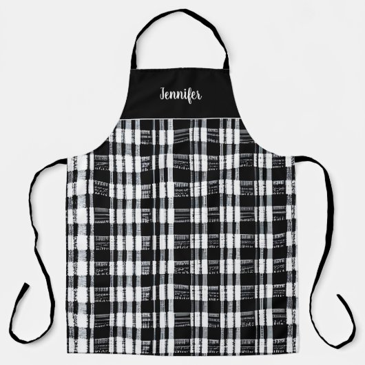 Rustieke zwart-witte buffel geruite persoonlijk schort (Voorkant)