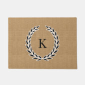 Rustieke Zwart-witte Kroon met Monogram Deurmat (Voorkant)