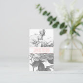 Rustieke zwart-witte rozenbloemen blush roze visitekaartje (Staand voorkant)