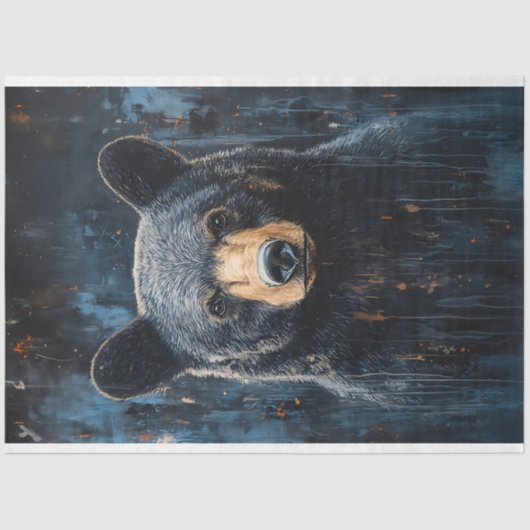 Rustieke Zwarte Beer Portret Decoupage Tissuepapier (Voorkant)