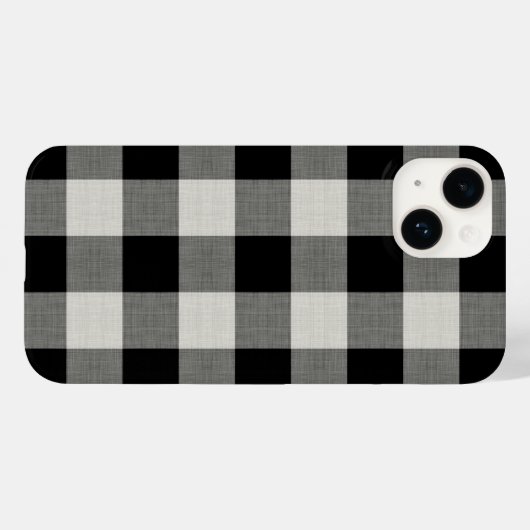 Rustieke Zwarte Buffel Check Case-Mate iPhone Case (Achterkant (horizontaal))