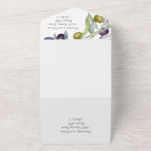 Rustieke zwarte en groene olijftak Waterverf All In One Uitnodiging (Buitenkant)