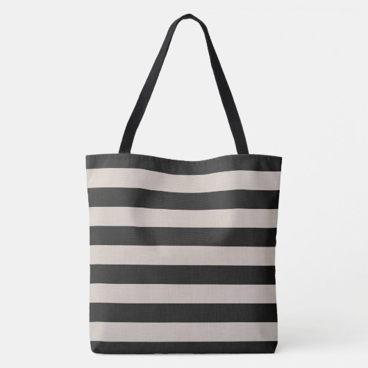 Rustieke zwarte en ivoren strepen tote bag (Achterkant)