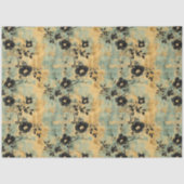 Rustieke zwarte en ivoren wilde bloemen op Sage Gr Tissuepapier (Voorkant)