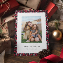 Rustieke zwarte en rode kerstpatroonfoto