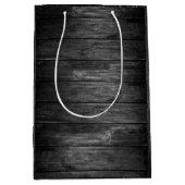 Rustieke zwarte en witte houten tint medium cadeauzakje (Voorkant)
