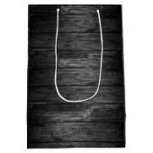 Rustieke zwarte en witte houten tint medium cadeauzakje (Achterkant)
