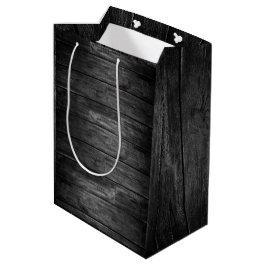 Rustieke zwarte en witte houten tint medium cadeauzakje