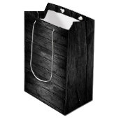 Rustieke Zwarte en Witte Houtkleur Medium Cadeauzakje (Voorkant Gekanteld)