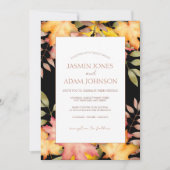 Rustieke zwarte Herfst herfst bladeren bruiloft Kaart (Voorkant)