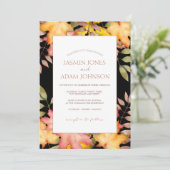 Rustieke zwarte Herfst herfst bladeren bruiloft Kaart (Staand voorkant)