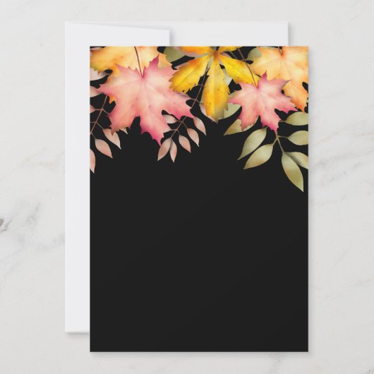 Rustieke zwarte Herfst herfst bladeren bruiloft Kaart (Achterkant)