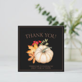 Rustieke zwarte herfst Herfst pompoenen bruiloft Bedankkaart (Staand voorkant)