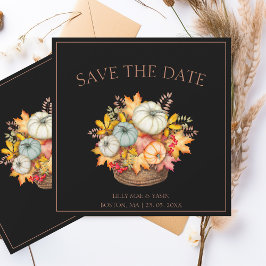 Rustieke zwarte herfst Herfst pompoenen bruiloft Save The Date