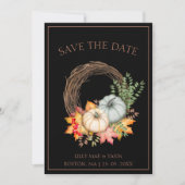 Rustieke zwarte herfst Herfst pompoenen bruiloft Save The Date (Voorkant)