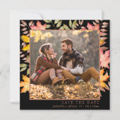 Rustieke zwarte Herfst herfstbladeren foto bruilof Save The Date (Voorkant)