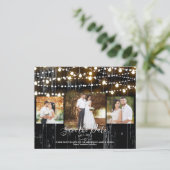 Rustieke Zwarte Hout & Licht Foto Save the Date (Staand voorkant)