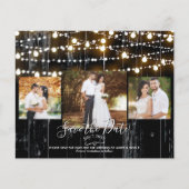 Rustieke Zwarte Hout & Licht Foto Save the Date (Voorkant)