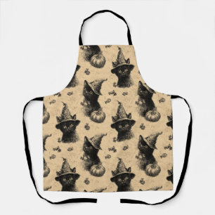 Rustieke Zwarte Kattenheks Halloween Patroon Schort