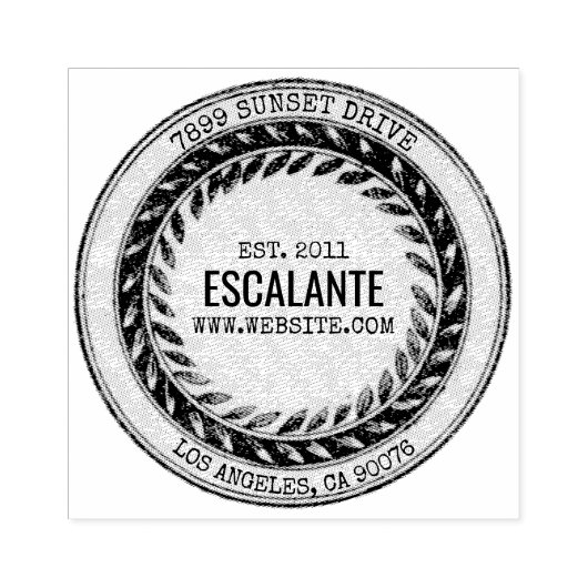 rustieke zwarte krans aangepaste tekst rubberstempel (Afrduk)