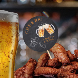 Rustieke Zwarte Krijtbord Bier Luier Party Ronde Sticker