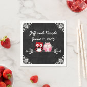 Rustieke Zwarte Krijtbord Uil Bruid Bruidegom Huwe Servetten (Insitu)