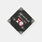 Rustieke Zwarte Krijtbord Uil Bruid Bruidegom Huwe Servetten (Hoek)