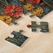 Rustieke Zwarte Lam met Wildflowers Art Legpuzzel (Zijkant)