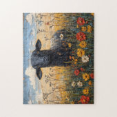 Rustieke Zwarte Lam met Wildflowers Art Legpuzzel (Verticaal)