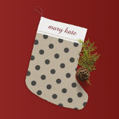 Rustieke zwarte nep burlap polka dot kleine kerstsok