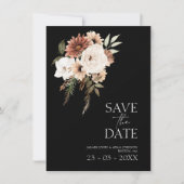 Rustieke zwarte perzik bloemenbruiloft Save the Da (Voorkant)