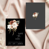 Rustieke zwarte perzik bloemenbruiloft Save the Da Date