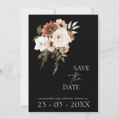 Rustieke zwarte perzik bloemenbruiloft Save the Da Save The Date (Voorkant)