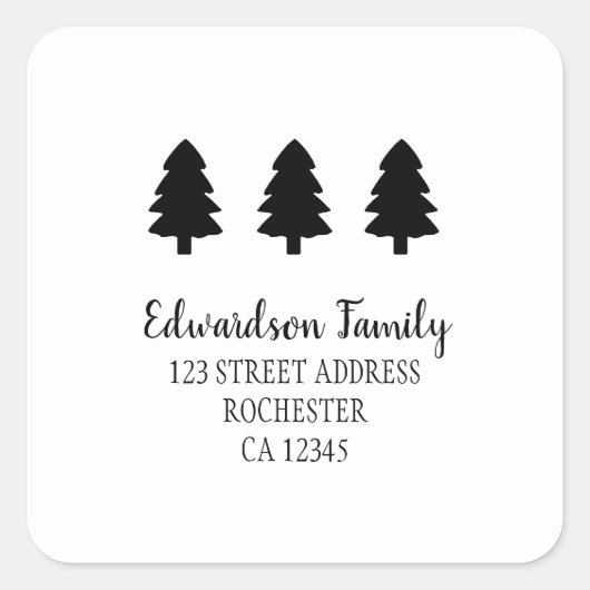 Rustieke zwarte pijnbomen adres Self-inking Stamp Vierkante Sticker (Voorkant)